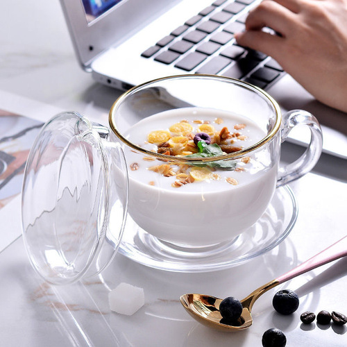 Household milk cup Internet celebrity breakfast cup oatmeal cup water cup tea cup glass small gift wholesale