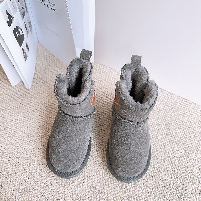 Neue Kinder-Schneestiefel aus echtem Leder, plüschig und warm für Jungen und Mädchen, wasserdichte Mädchenstiefel, Baby_voghion.com