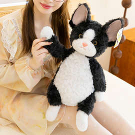 仿真黑白美纹猫咪公仔卷毛德文猫玩偶可爱猫咪毛绒玩具送女生抱枕