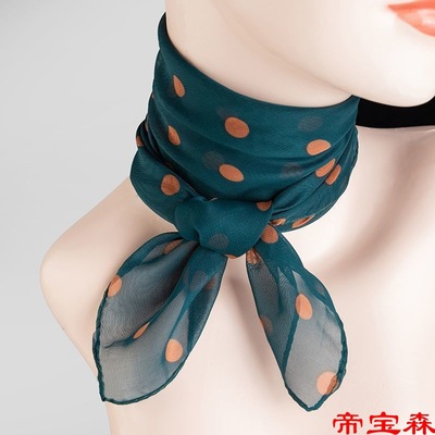 Silk scarf fashion new pattern Strip Kerchief Wave temperament Versatile Neck protection soft Sunscreen Scarf Chiffon