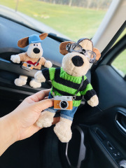 British Chief Dog Car Seat Belt Shoulder Cover Cute Pilot Car Ornament Interior Plush Doll Gift