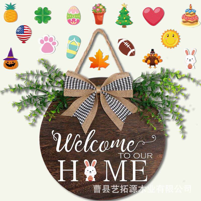 Cross-border new welcome hanging round welcome hanging wall pendant magnet can be pasted wooden door decoration