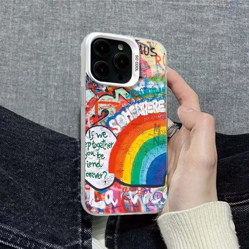Nueva funda para teléfono estilo graffiti, compatible con iPhone 17, Apple 15 Pro Max/14, a prueba de golpes 13 Pro 16, estilo europeo y americano 11 XR.