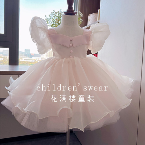 Birthday Princess Dress 2024 New Style Party Puff Skirt for Girls Children's Formal Dress Flower Girl Dress Birthday Suit Spring Season
