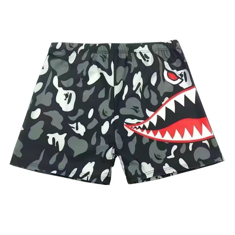 Men's polyester swimming trunks fashion boxer digital shark elastic beach swimming trunks quick-drying hot spring swimming equipment wholesale