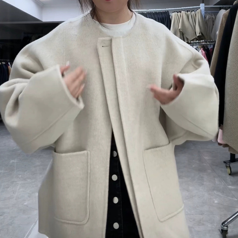 Special Offer: One-Button Alpaca Minimalist Style Relaxed Korean-Style Oversized Lazy Mid-Length Round-Neck Double-Sided Cashmere Coat Special Offer: One-Button Alpaca Minimalist Style Relaxed Korean-Style Oversized Lazy Mid-Length Round-Neck Double-Sided Cashmere Coat