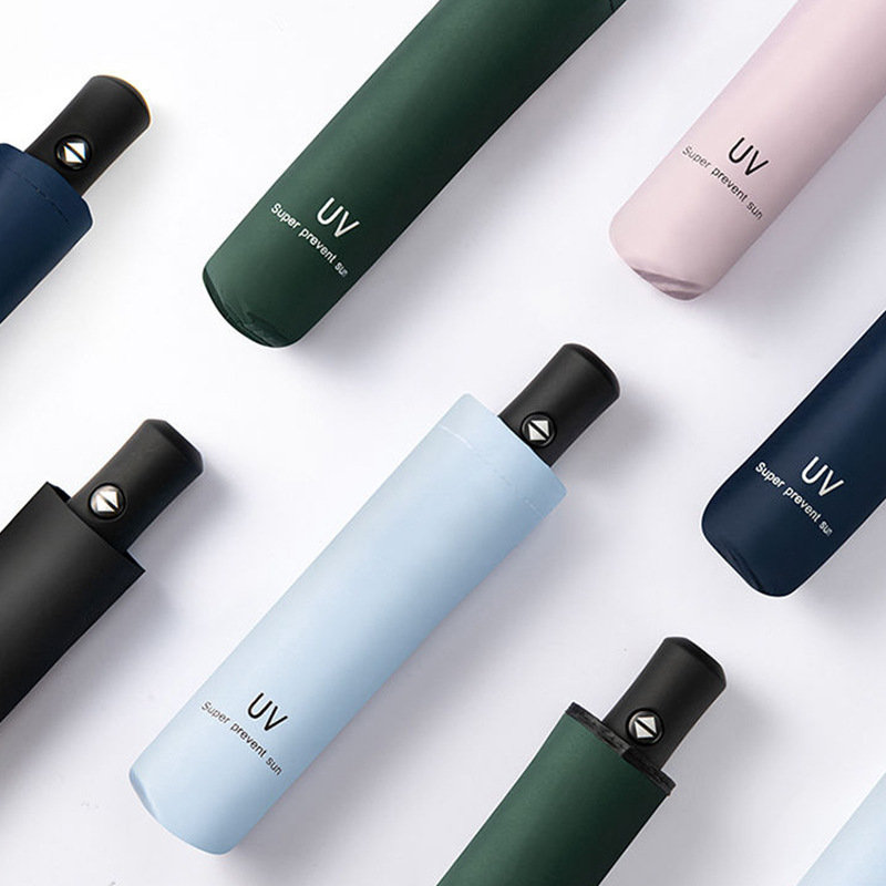 Paraguas automático UV lluvia femenina plegable paraguas de sol protección solar protección UV paraguas publicitario fijo logotipo impreso