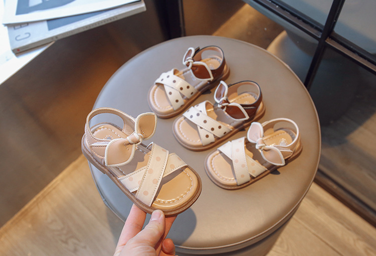 Sandali da principessa per bambina 2024 nuovi Dot Bow, scarpe estive traspiranti e alla moda_voghion.com