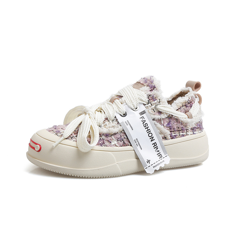 White Women's Casual Canvas Shoes Versatile Student Sports Trainers_voghion.com