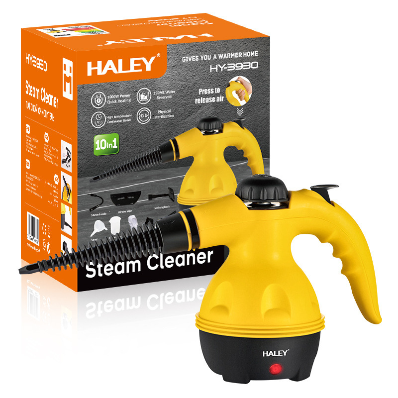 Haley European Standard 10-in-1 Multifunctional Kitchen and Car Steam Cleaner in Yellow and Black Color Scheme Haley European Standard 10-in-1 Multifunctional Kitchen and Car Steam Cleaner in Yellow and Black Color Scheme