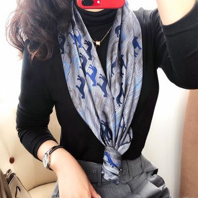 Linear Steed spring and autumn new pattern Real silk Silk scarf 110 Satin manual Curling Large square Shawl wholesale