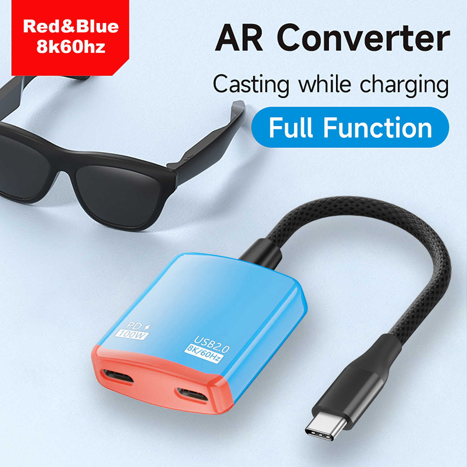 El HUB para gafas AR es compatible con teléfonos móviles y tabletas, carga PD, estación de acoplamiento USB dos en uno, adaptador tipo C, multi-interfaz.