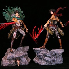 進撃の巨人 GK 良晨ミカサ 良晨兵長バージョン リヴァイ双頭彫刻アニメフィギュアモデル