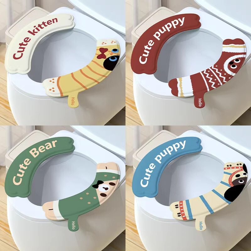 かわいい漫画の春と夏のトイレマットこすり洗い可能な便座家庭用トイレ便座マット四季トイレカバーマット|undefined