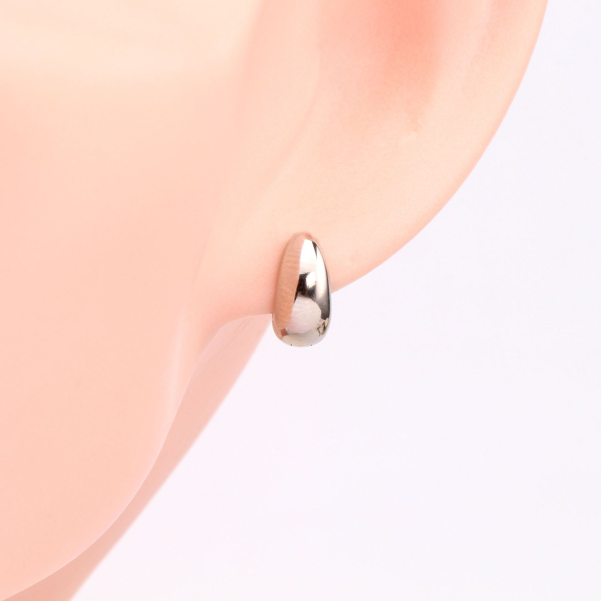 White Gold Plated, Gold Plated Plating Material Zircon Inlay Material 1 Pair 925 Sterling Silver U Shape Water Droplets White Gold Plated Gold Plated Earrings Ear Studs