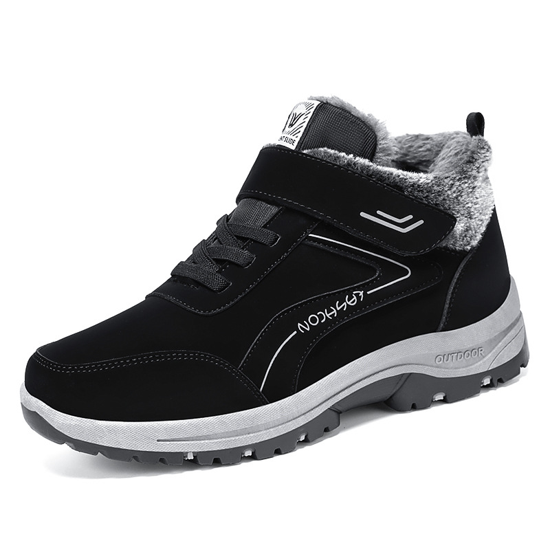 Botas de nieve para hombre otoño e invierno nuevas botas de algodón más botas de terciopelo engrosadas al aire libre para abrigarse, zapatos casuales para caminar, zapatos cálidos de algodón