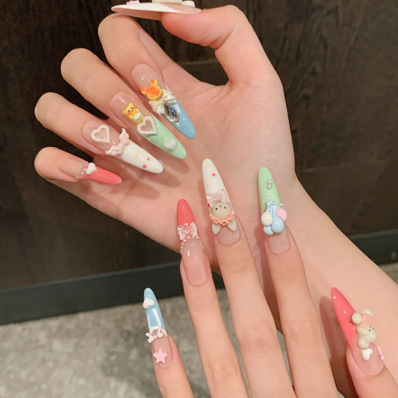 [Fairy Tale Town] Cute Style Balloon Bear Garden Party Dopamine Girl Handmade Manicure Patch