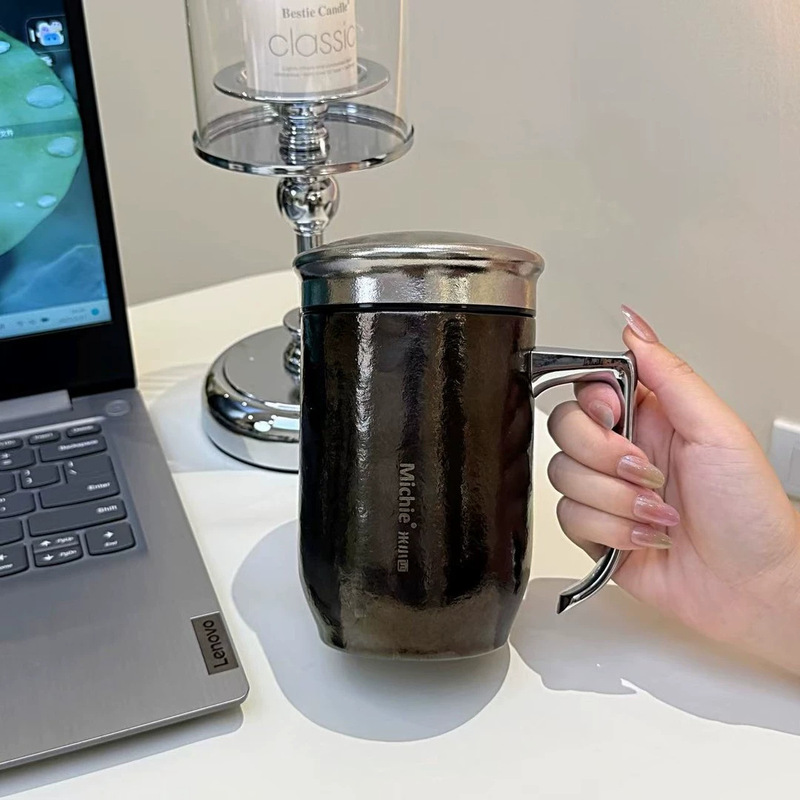 米小西纯钛保温杯老板杯办公商务杯茶水分离钛杯高端男士泡茶水杯|undefined