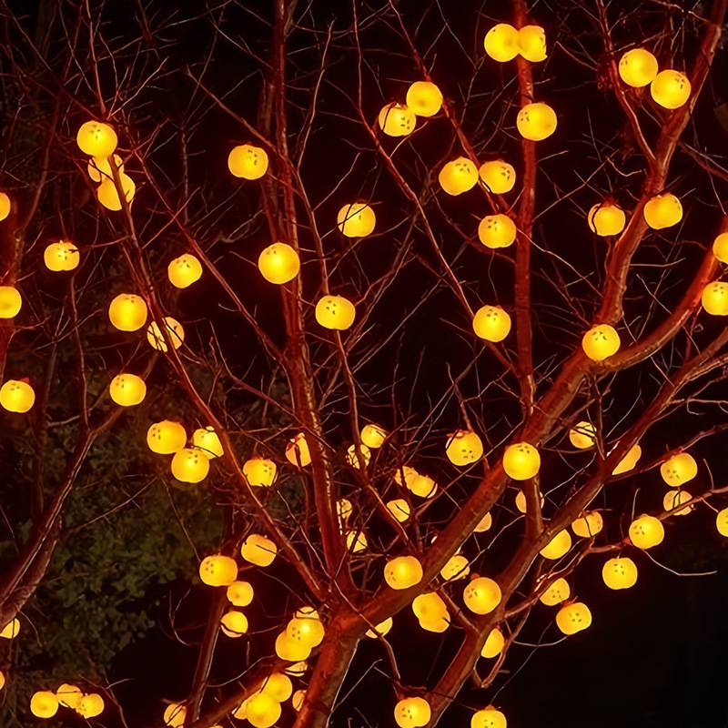 LED柿子灯串春节氛围柿柿如意太阳能柿子彩灯树挂庭院喜庆灯笼串