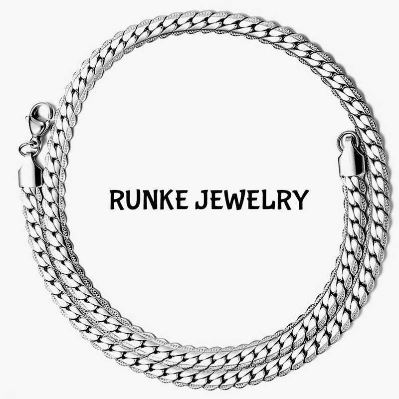Cross-Border Douyin Hot-Selling Simple Encrypted Nk Chain Embossed Cuban Chain Titanium Steel Necklace Thick and Thin Clavicle Chain