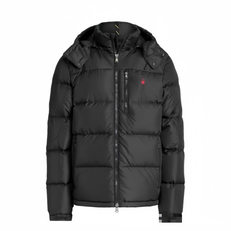 Puffer Jacket in Stock, High-Quality Version with Rl Pony Embroidery, Thick Hooded Coat