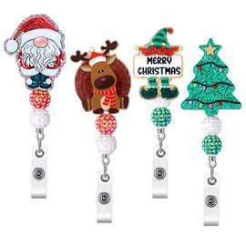 跨境现货亚克力闪粉搞怪趣味Y2K圣诞节万圣节医护礼物卷轴易拉扣