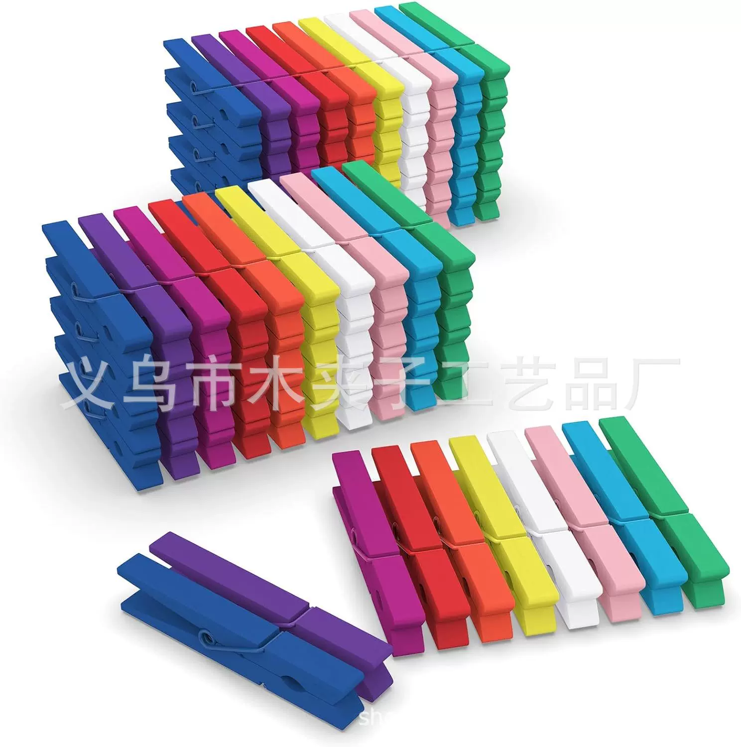 跨境供应7.2cm彩色木夹子小夹子木质照片夹十色多色彩虹色木衣夹