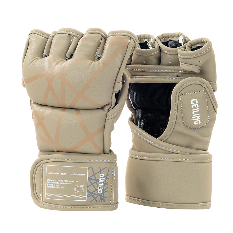 Guantes de entrenamiento de lucha MMA Sanda de venta directa de fábrica ZTTY, serie UFC, guantes de combate profesionales de medio dedo