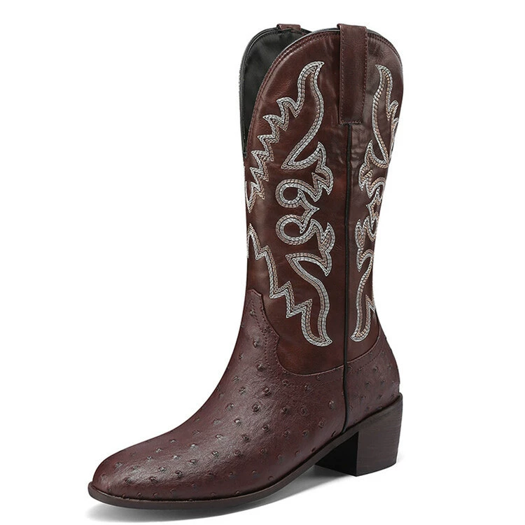 Universal denim retro high boots, Amazon, with embroidery