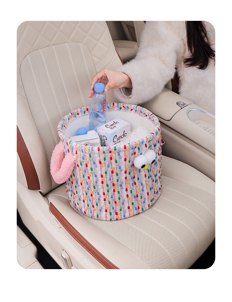 Car Storage Bin for the Passenger Seat, Snack Storage, Decorative Cartoon Folding Organizer, Car Trunk Storage Box