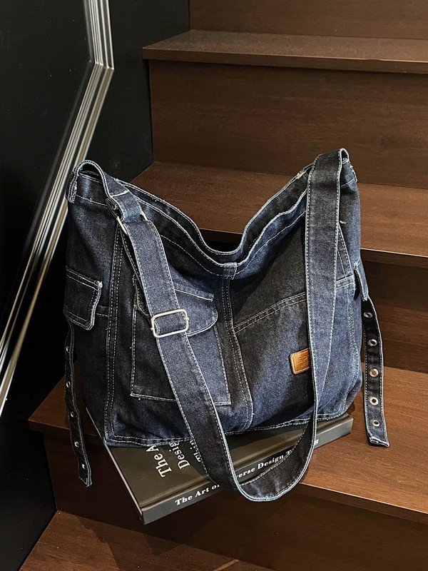 Bolso de mezclilla Tote para mujer 2025 nuevo y práctico bolso de hombro de cercanías bolso de mensajero retro de mezclilla de gran capacidad