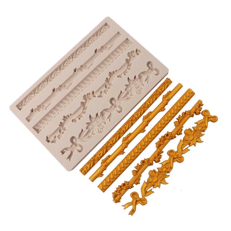 Patrón de estilo europeo en relieve fondant molde de silicona ritmo seco Flor DE LA Perla Vid borde decoración de la torta del molde de chocolate