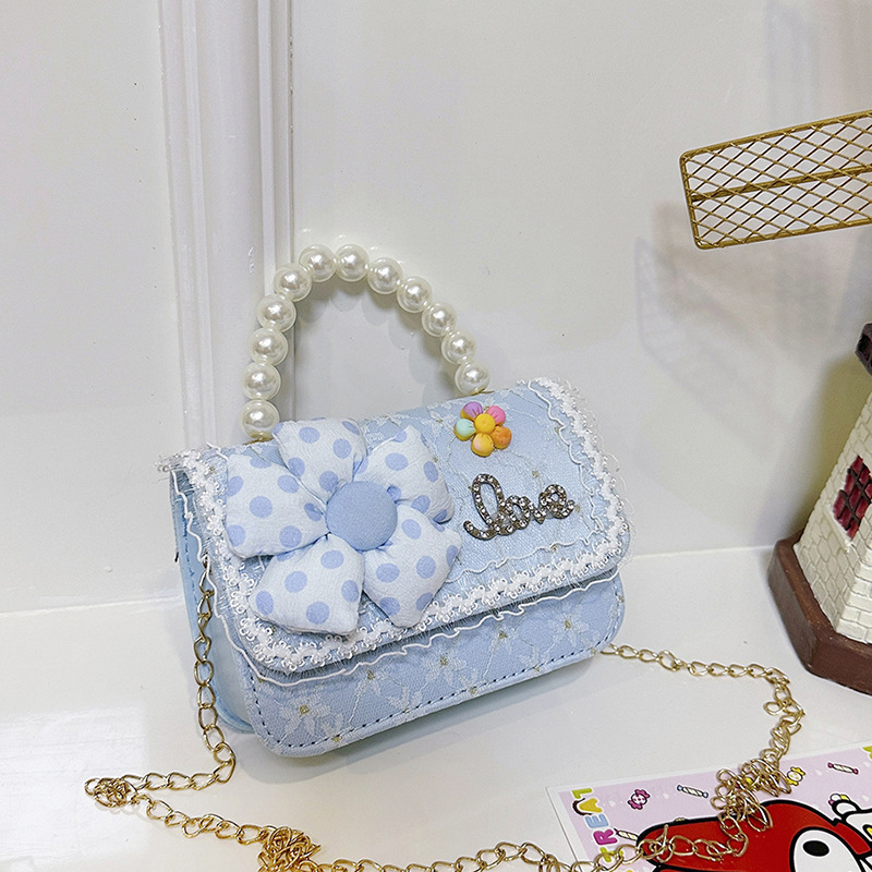 Nuevo bolso para niños de estilo extranjero, bolso de regazo de sequilla de niña, bolso de perla coreano, bolso de cambio de niña