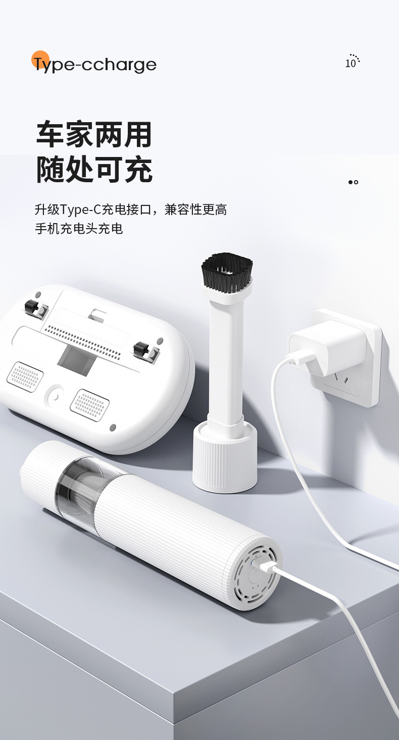 Multifunctional Wireless Vacuum Cleaner with High Suction Power, Suitable for Car and Home Use, All-In-One Portable Dust and Mite Removal Device