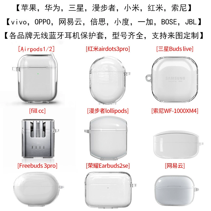 Huawei, Samsung, Sony, совместимый защитный чехол, прозрачные наушники, Bluetooth