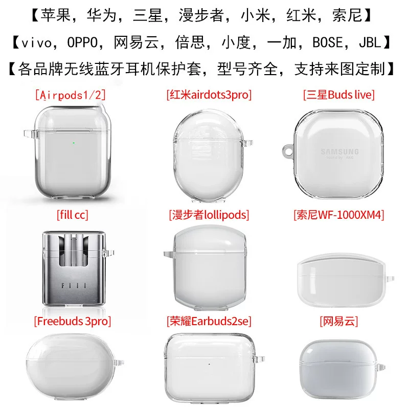 Huawei, Samsung, Sony, совместимый защитный чехол, прозрачные наушники, Bluetooth
