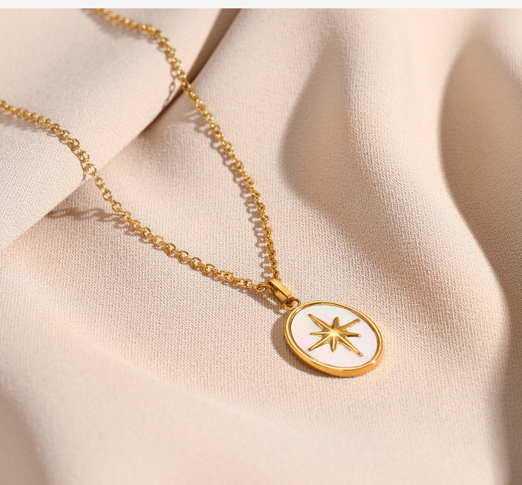 Fashion Oval Titanium Steel Plating Pendant Necklace Colorza_colorza_2