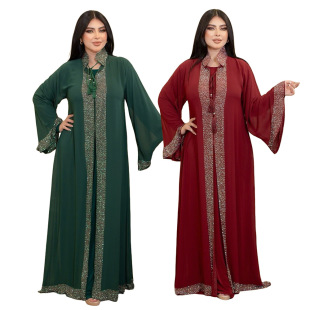Xqy500416 Dubai Arabian Middle Eastern Party Dress Robe Fashion Hot Diamond 2-Piece Dress