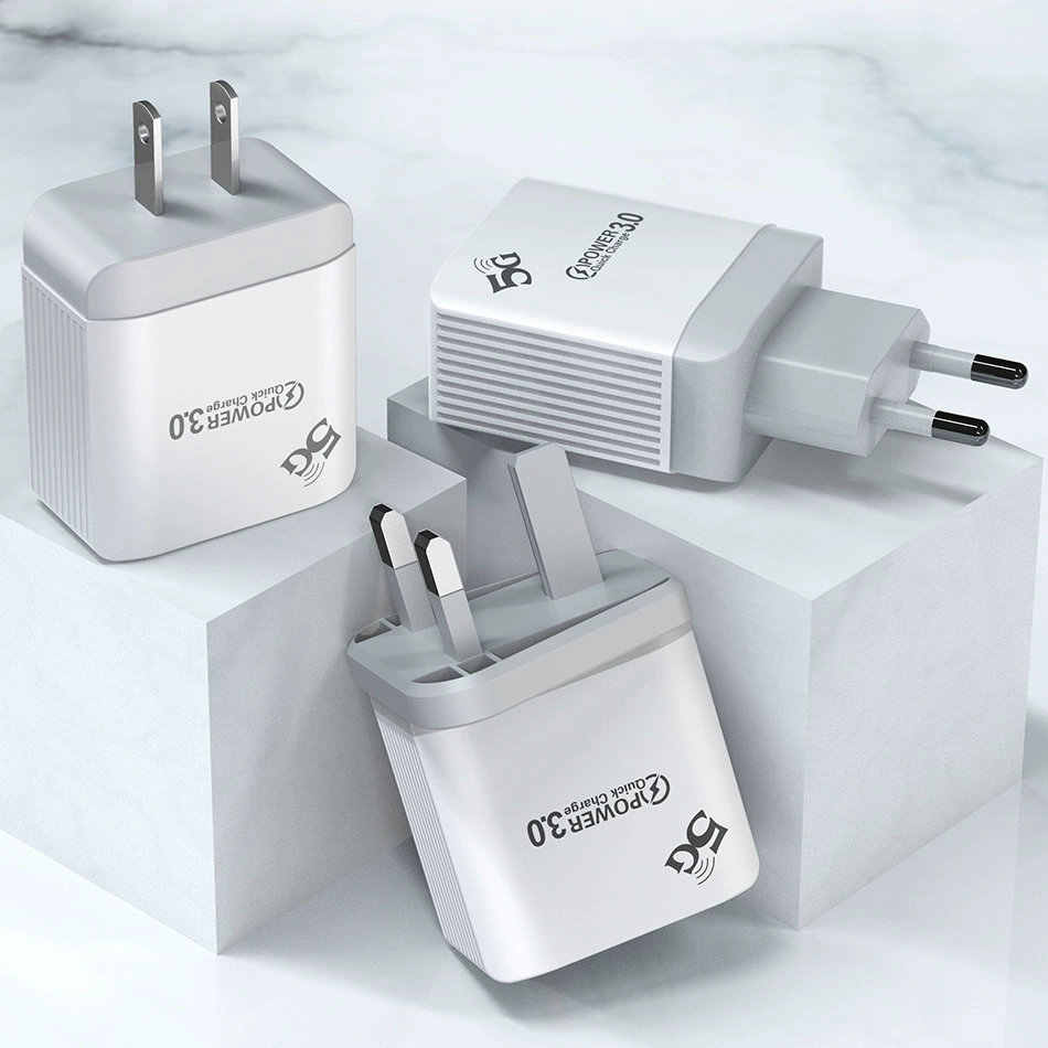 Быстрая зарядка Qc3.0 для мобильного телефона, зарядное устройство с 3 USB, настенная зарядка, туризм, правила и нормы США и Европы, зарядное устройство