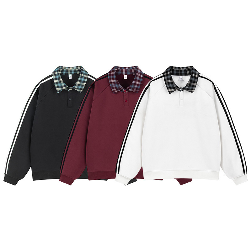 American-style striped half-zip collar sweatshirt for men, autumn trendy brand, college style, loose fit, versatile, couple's sports trendy top American-style striped half-zip collar sweatshirt for men, autumn trendy brand, college style, loose fit, versatile, couple's sports trendy top