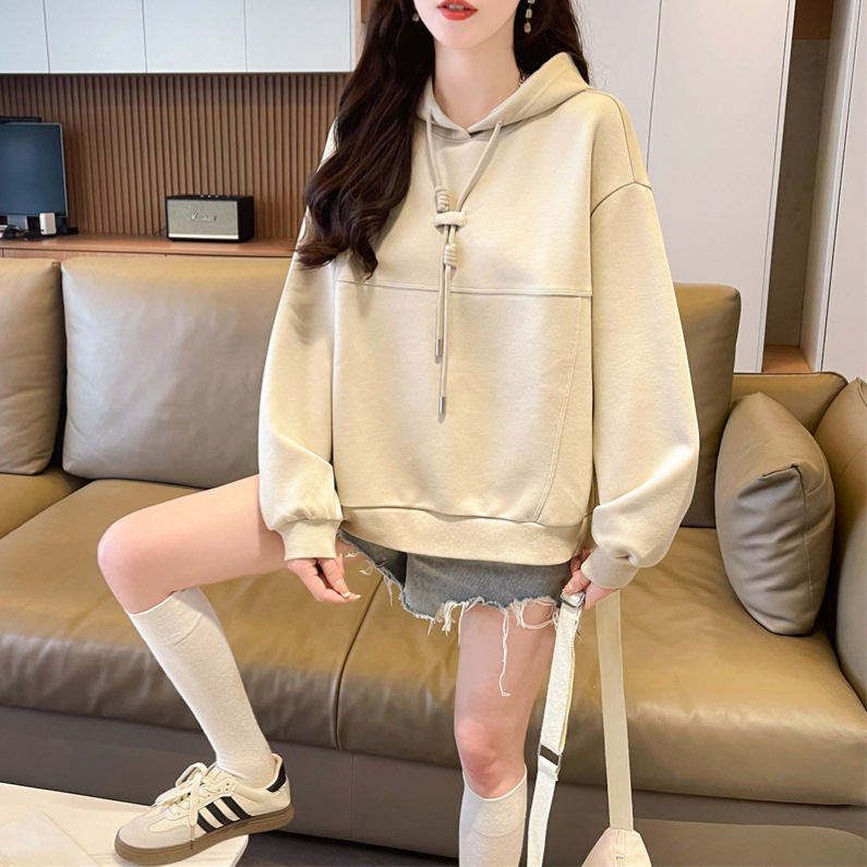 (2개) 느슨한 후드 스웨트 셔츠 여성 최고 봄 가을 겨울 2024 새로운 긴 소매 재킷 패션 웨스턴 스타일 올 매치 폭발 유행