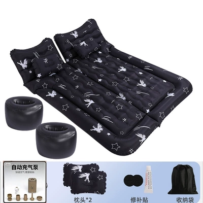 Vehicle-mounted inflatable bed: rear trunk leveling pad - 46-section-suv-trunk-double-section-oxford-black-fabric-wireless-air-pump-camping-light
