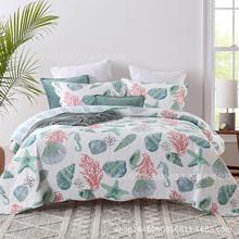 外贸原单全棉多功能夏凉被欧美风格床盖夹棉绗缝被空调被三件套