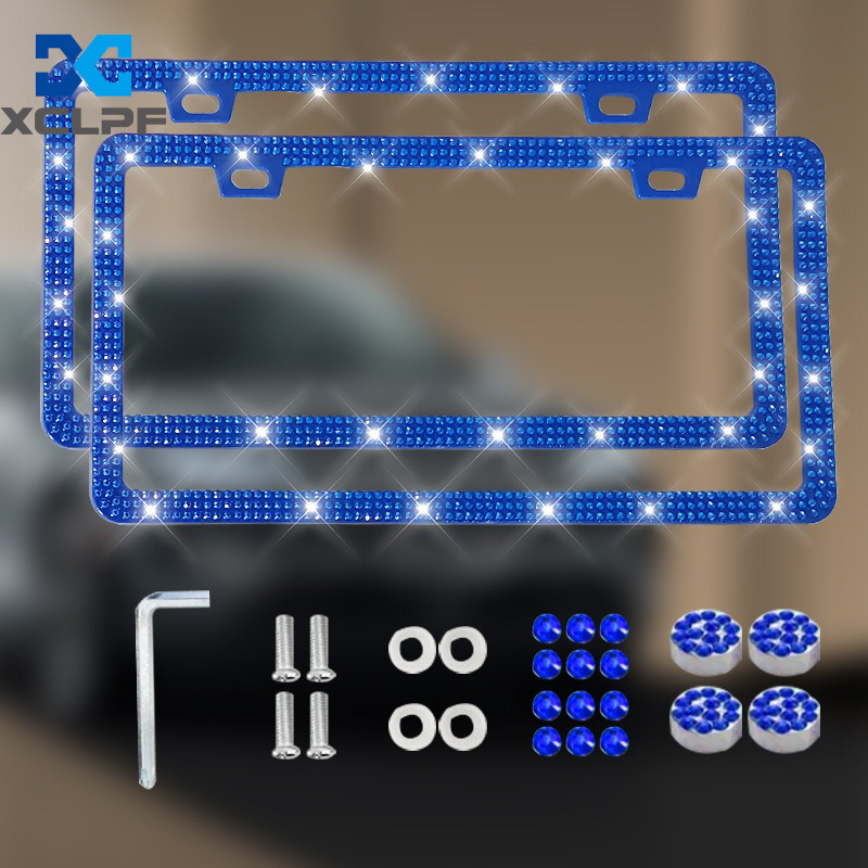 American, Canadian and Mexican Universal Diamond License Plate Frames, Three Styles of Plastic Acrylic Diamond License Plate Frames