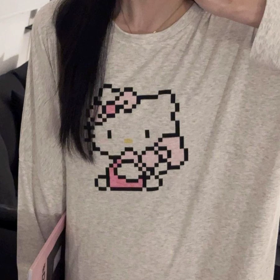 Пижама «Hello Kitty» осенняя, длинный рукав и брюки, милый принт, 2 предмета (M–XXL)