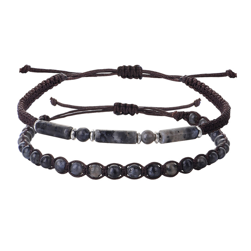 Round Pattern Unisex Gender Retro Round Stone Rope Wholesale Bracelets