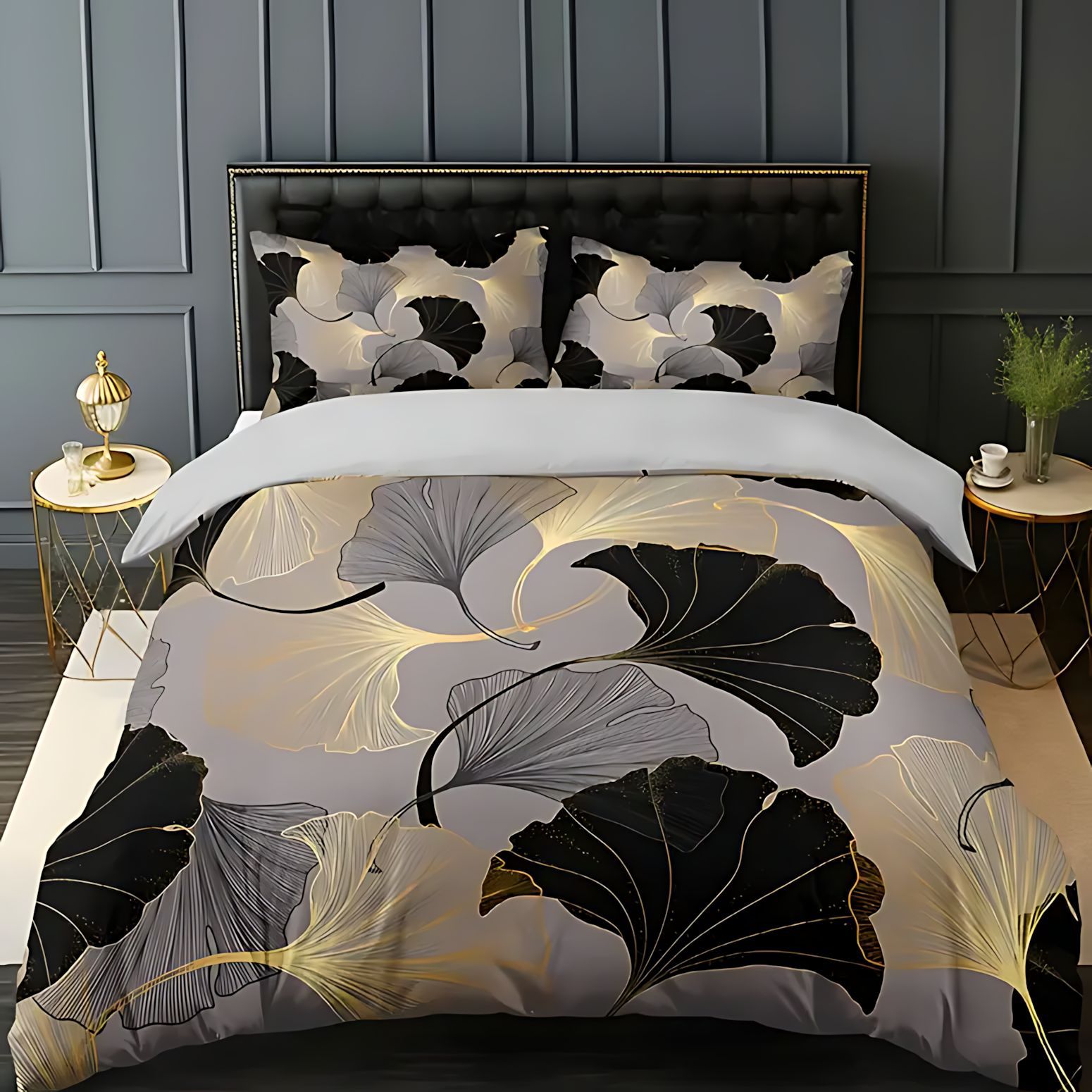 TUME / JIT transfronterizo de alta calidad Ginkgo biloba textura 3D HD impresión digital colcha colcha