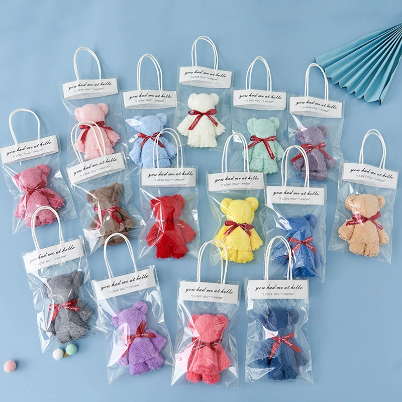 Коралловый бархатный медвежонок полотенце с ручной подаркой маленькое подарочное полотенце