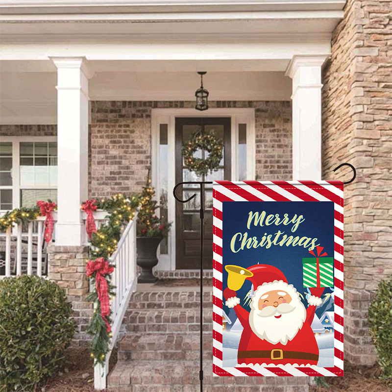 Santa Claus Garden Flag – Double-Sided Printed Holiday Decoration For Yard, Porch & Festive Outdoor Decor (5 Classic Christmas Designs)_voghion.com