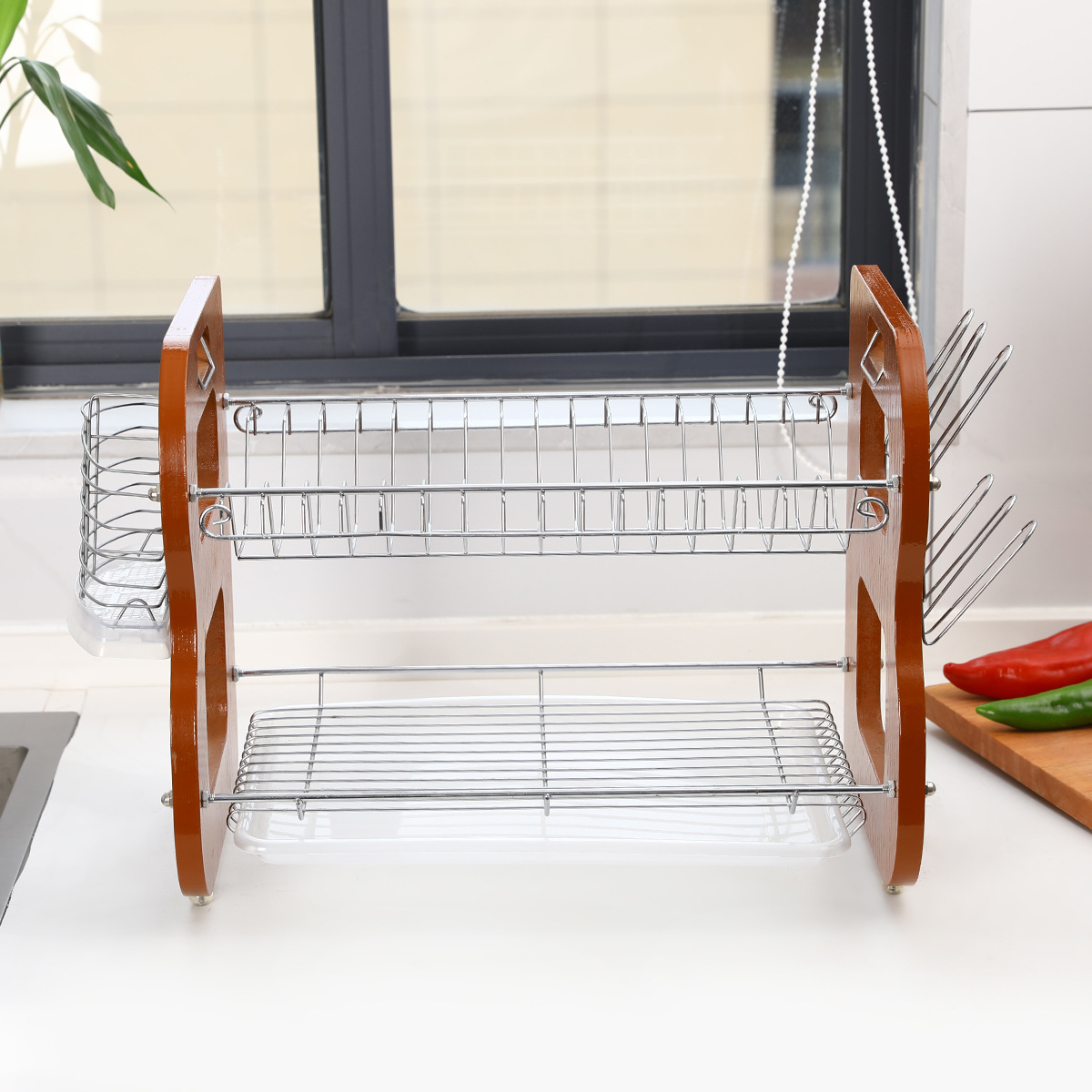 Escurridor de Platos de Madera Modelo B Multifuncional para Cocina image 5